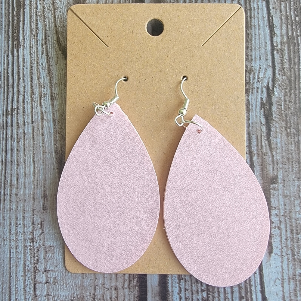 Pink Faux Leather Earrings